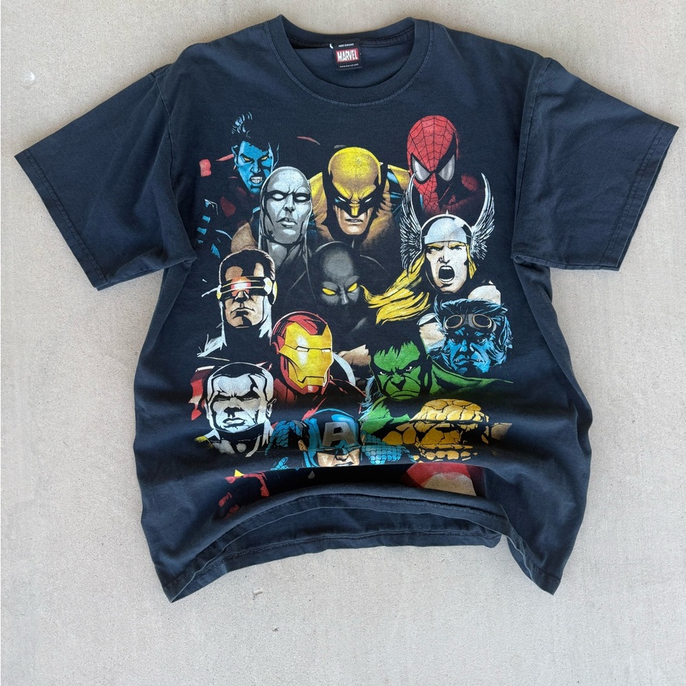 VTG Y2K MARVEL MAD ENGINE CHARACTER COLLAGE TEE